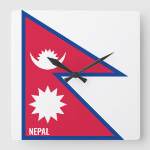 Nepal Flag Dazzling Patriotic Quadratische Wanduhr