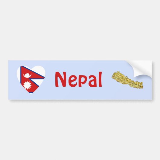 Nepal Flag Herz + Karte Autoaufkleber (Vorne)