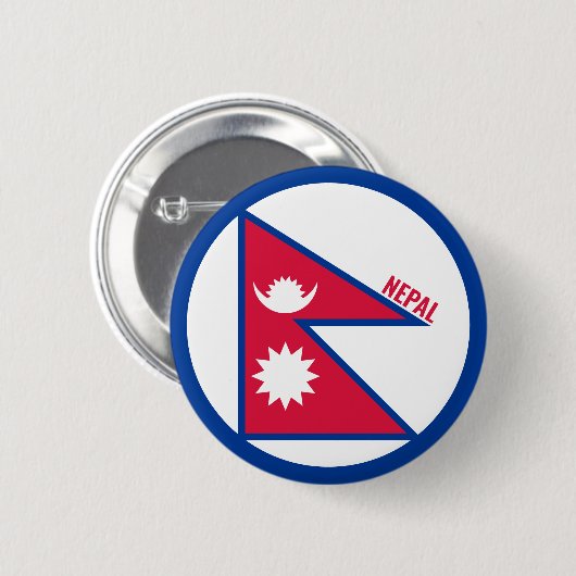Nepal Flag Inschrift Rot-Blau-weiße Jungtiere Button (Vorne & Hinten)