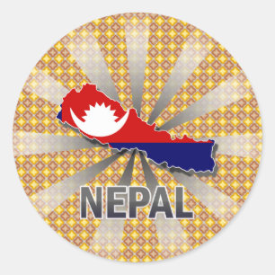 Nepal Flag Map 2.0 Runder Aufkleber
