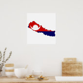 Nepal Flag Map in voller Größe Poster (Küche)