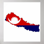 Nepal Flag Map in voller Größe Poster (Vorne)
