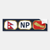 Nepal Flag Map Map Code Autoaufkleber (Vorne)