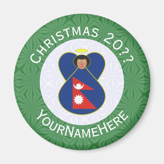 Nepal Flag Weihnachtsangel Personalisiert Magnet (Vorne)