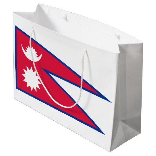 Nepal-Flagge Große Geschenktüte (Rückseite Schrägansicht)