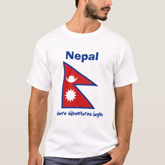Nepal-Flagge + Karte + Text-T - Shirt (Vorderseite)