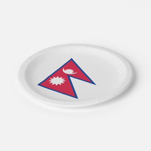 Nepal-Flagge Pappteller (Schrägansicht)