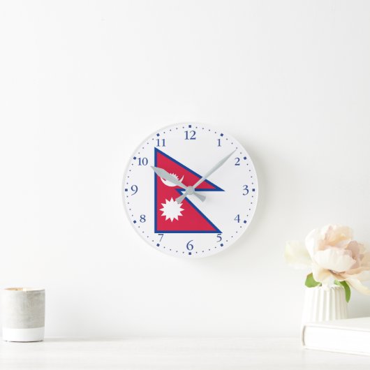Nepal-Flagge Runde Wanduhr (Zuhause)