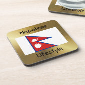 Nepal-Flagge+Text-Untersetzer Getränkeuntersetzer (Linke Seite)
