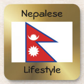 Nepal-Flagge+Text-Untersetzer Getränkeuntersetzer (Vorderseite)