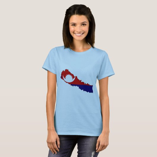 Nepal-Flaggenkarte T-Shirt (Vorne ganz)