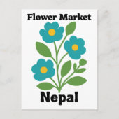 Nepal Flower Market Teal Blossom & Green Leaf Postkarte (Vorderseite)