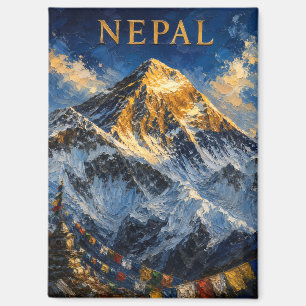 Nepal: Golden Sunrise Mount Everest Art Souvenir Magnet