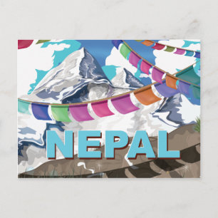 Nepal Himalayan Gebet Fahnen Reiseplakat Postkarte