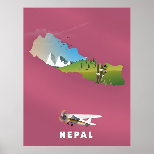 Nepal illustrated map poster (Vorne)