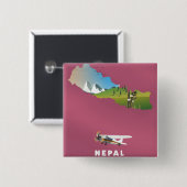 Nepal illustriertes Kartenposter Button (Vorne & Hinten)