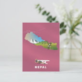 Nepal illustriertes Kartenposter Postkarte (Stehend Vorderseite)