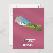 Nepal illustriertes Kartenposter Postkarte (Vorne/Hinten)