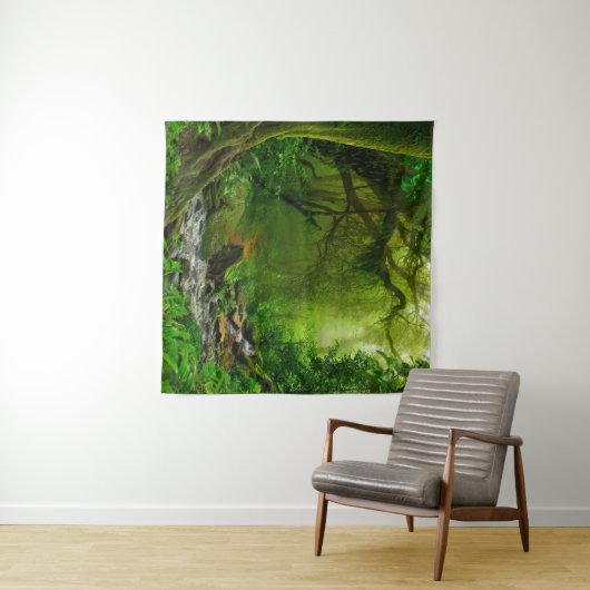 Nepal jungle with riverjungle,forest,ground,river, wandteppich (Beispiel (Horizontal))