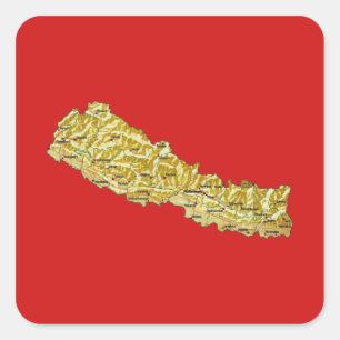 Nepal-Karte Quadratischer Aufkleber