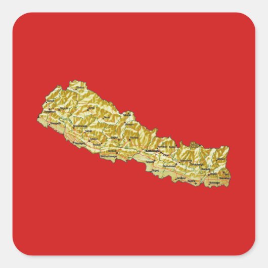 Nepal-Karte Quadratischer Aufkleber (Vorderseite)