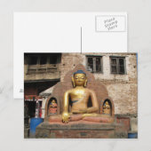 Nepal - Kathmandu - Buddha im Swayambunath-Tempel Postkarte (Vorne/Hinten)