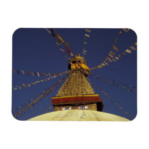 Nepal, Kathmandu. Unter Gebetsfahnen, wachsam Magnet