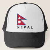 Nepal-Landesflaggesymbol-Namentext Truckerkappe (Vorderseite)