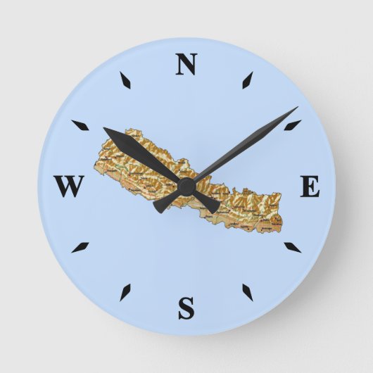 Nepal Map Clock Runde Wanduhr (Vorderseite)