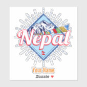 Nepal mit Bergen Retro Fahnen Vintag Urlaub Aufkleber (Blatt)