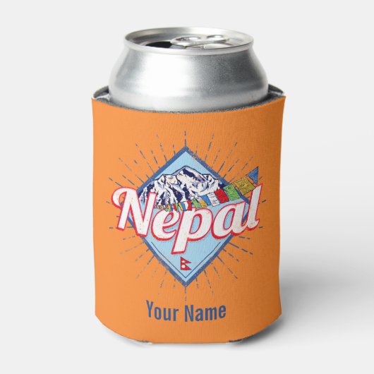 Nepal mit Bergen Retro Fahnen Vintag Urlaub Dosenkühler (Kanne Vorderseite)