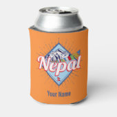 Nepal mit Bergen Retro Fahnen Vintag Urlaub Dosenkühler (Kanne Rückseite)