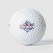 Nepal mit Bergen Retro Fahnen Vintag Urlaub Golfball (Vorderseite)