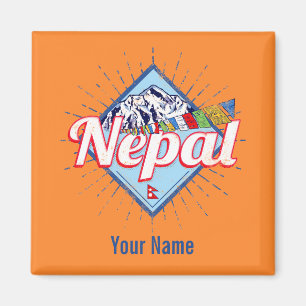 Nepal mit Retro-Flaggen im Vintage-Stil für den Ur Magnet