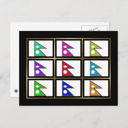 Nepal Multihue Flags Postkarte (Vorne/Hinten)