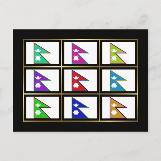 Nepal Multihue Flags Postkarte (Vorderseite)