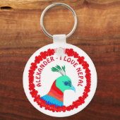 Nepal Pheasant Symbol Personalisiert I Liebe Nepal Schlüsselanhänger (Vorderseite)