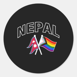 Nepal Rainbow Prilag Flag Proud Nepal Runder Aufkleber