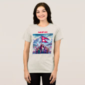 NEPAL Special Customizable Blue Tourist Tri-Blend Shirt (Vorderseite voll)