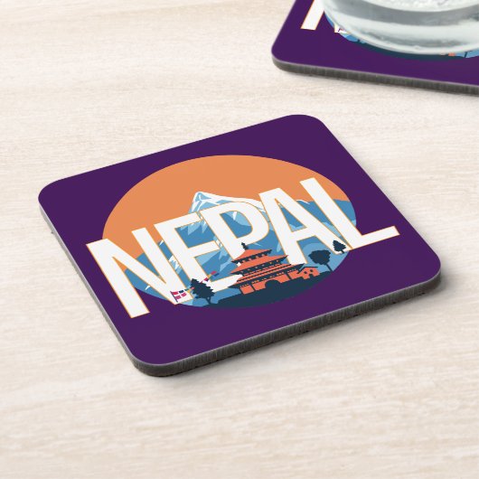 Nepal Temple Mount Everest Getränkeuntersetzer (Linke Seite)