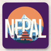 Nepal Temple Mount Everest Getränkeuntersetzer (Vorderseite)