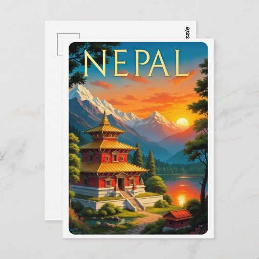 Nepal Travel Poster Postkarte (Vorne/Hinten)
