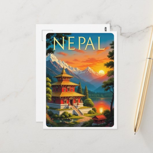 Nepal Travel Poster Postkarte (Vorderseite/Rückseite Beispiel)
