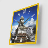Nepal Trekking, Stupa und Ama Dablam, Himalayas Quadratische Wanduhr (Winkel)
