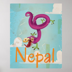 Nepal Vintage Travel Poster