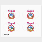 Nepal-Wappen Ovaler Aufkleber (Blatt)