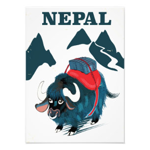 Nepal Yak Vintages Reiseplakat Fotodruck