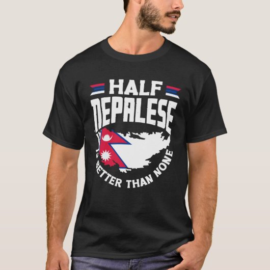 Nepalese Nepal Nepalese Flag Half Nepalese T-Shirt (Vorderseite)