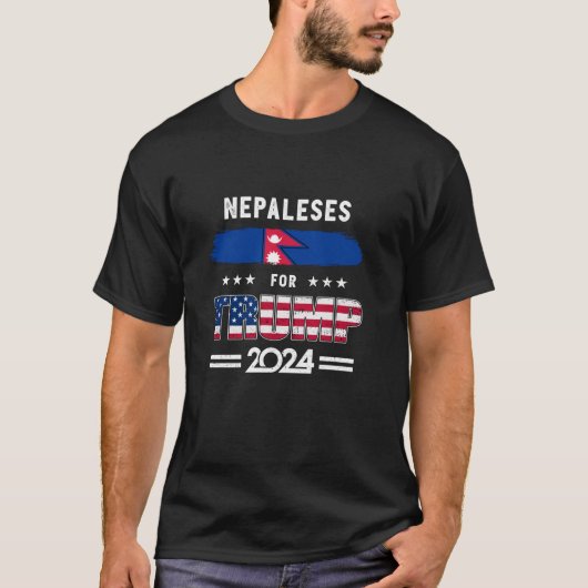 Nepalesen für Trump 2024 - Patriotische Unterstütz T-Shirt (Vorderseite)