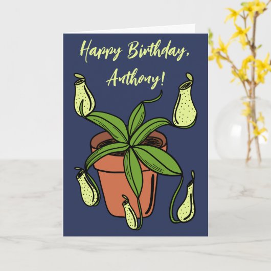 Nepenthes Pitcher Pflanze Illustration Personalisi Karte (Gelbe Blume)